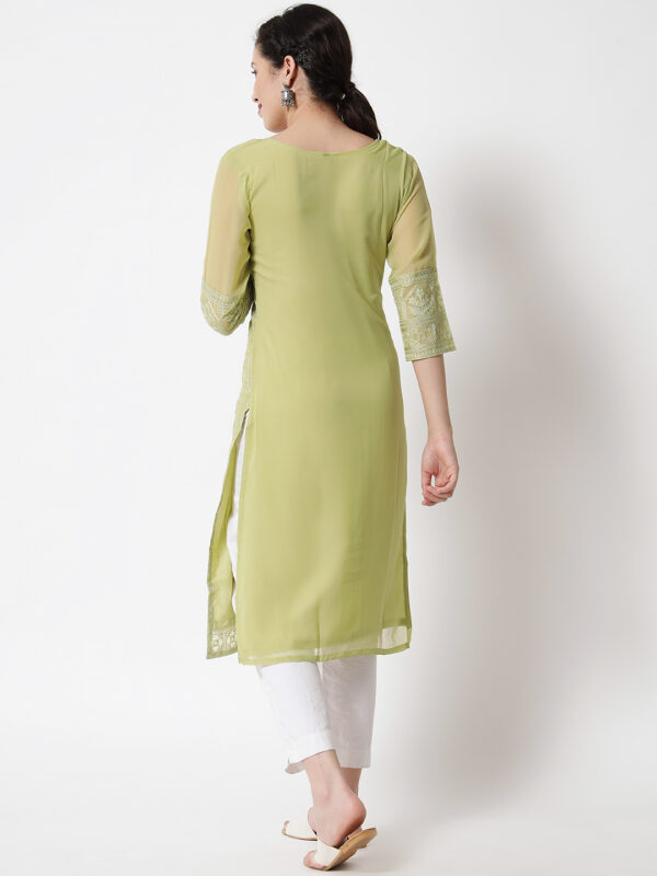Sofisty Women Georgette Fabric with Chikan Embroidery Straight Kurta