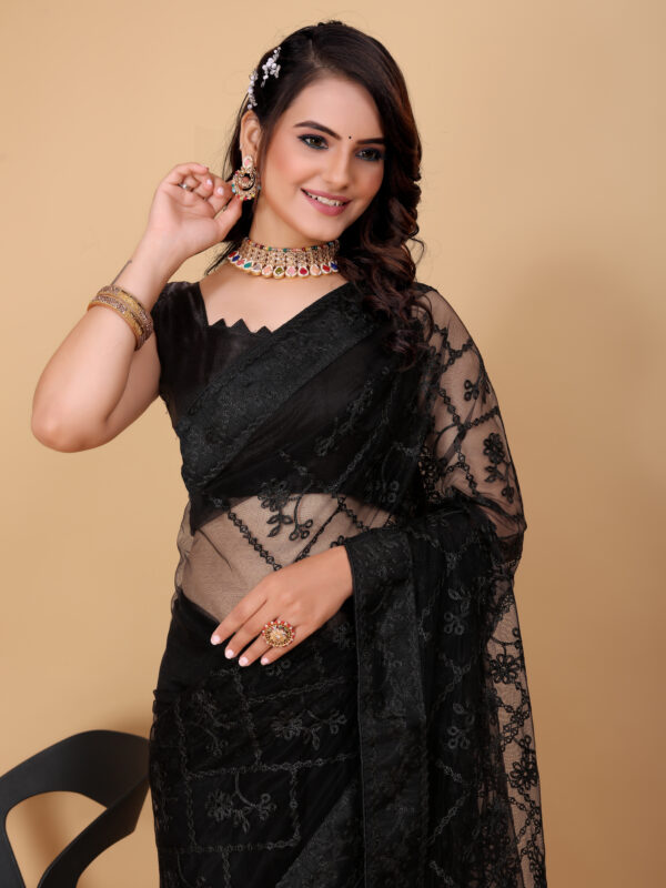 Sofisty Women's Fastival Soft Net fabric with Aari Embroidered work Saree