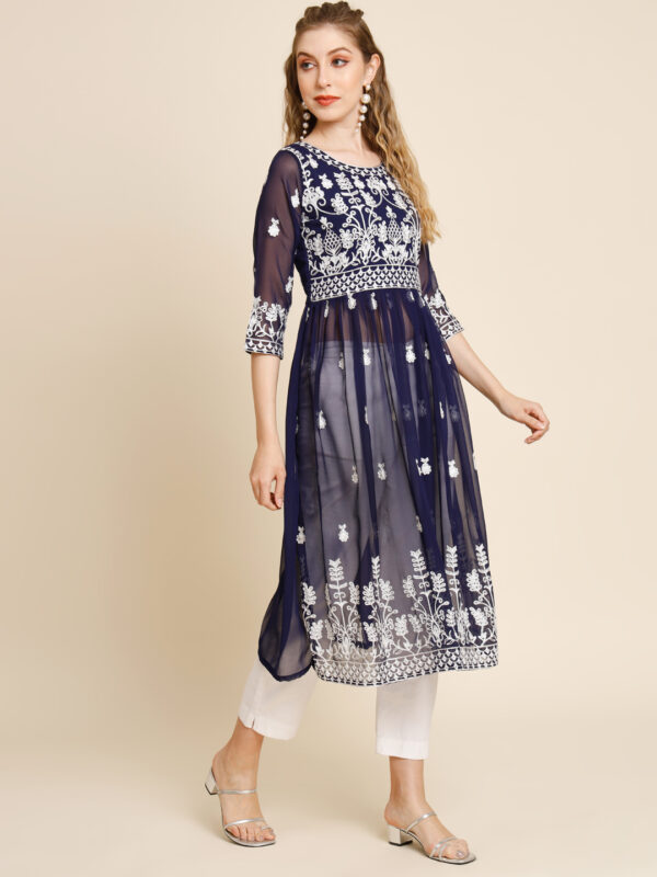 Women Aari Embroidery worked Georgette Anarkali Kurta