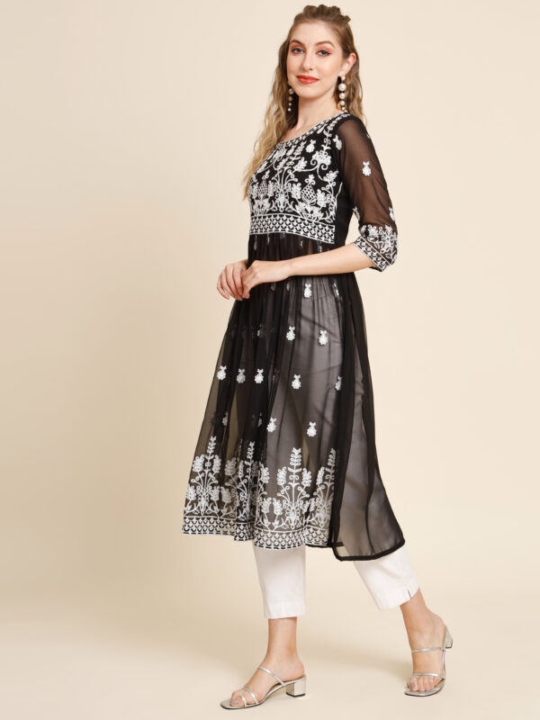 Women Aari Embroidery worked Georgette Anarkali Kurta