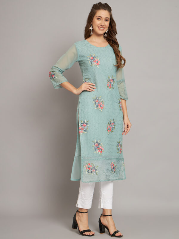 women straight light blue kurta