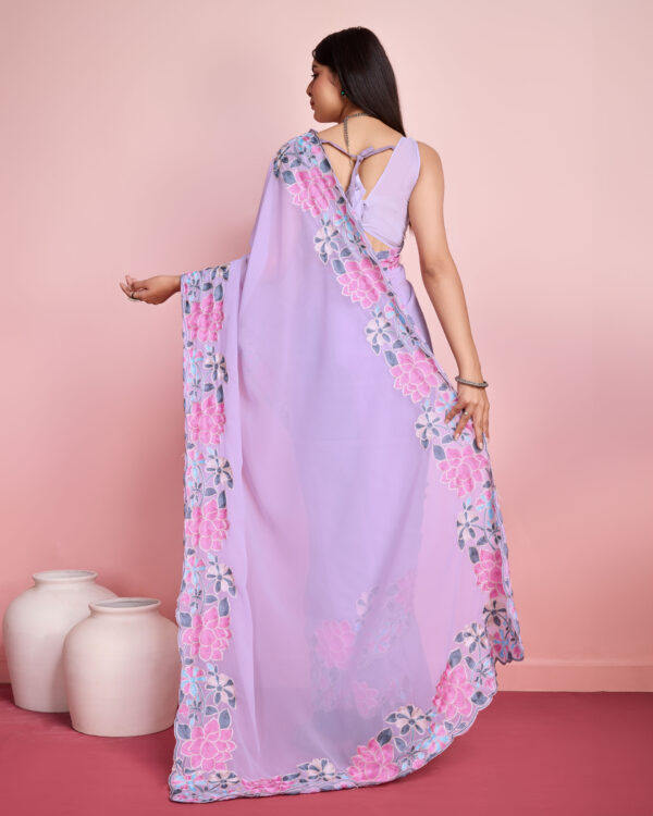 Sofisty Women’s Embroidery Soft Georgette Ready-to-Wear Saree with Blouse Piece - Image 3