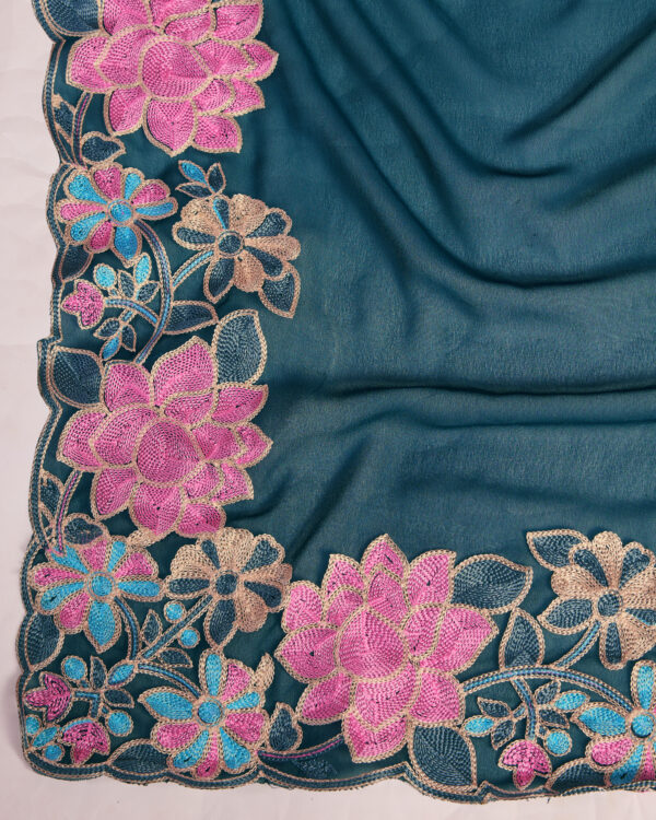 Sofisty Women’s Embroidery Soft Georgette Ready-to-Wear Saree with Blouse Piece - Image 9