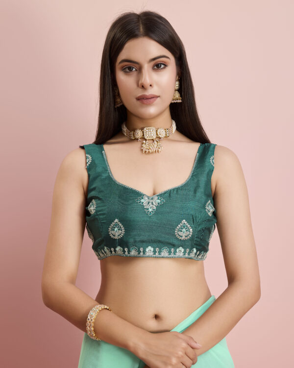 Sofisty Women’s Sequences Embroidery Soft Georgette Ready-to-Wear Saree with Blouse Piece