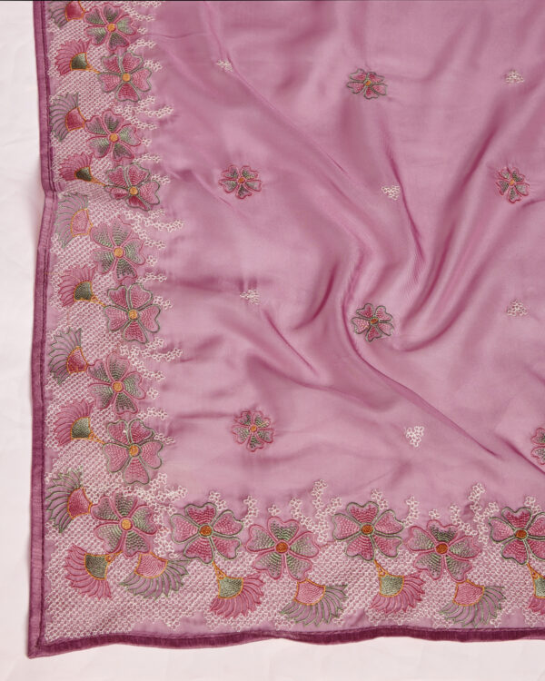 Sofisty Women’s Coding Embroidery Soft Organza Silk Ready-to-Wear Saree with Blouse Piece - Image 2