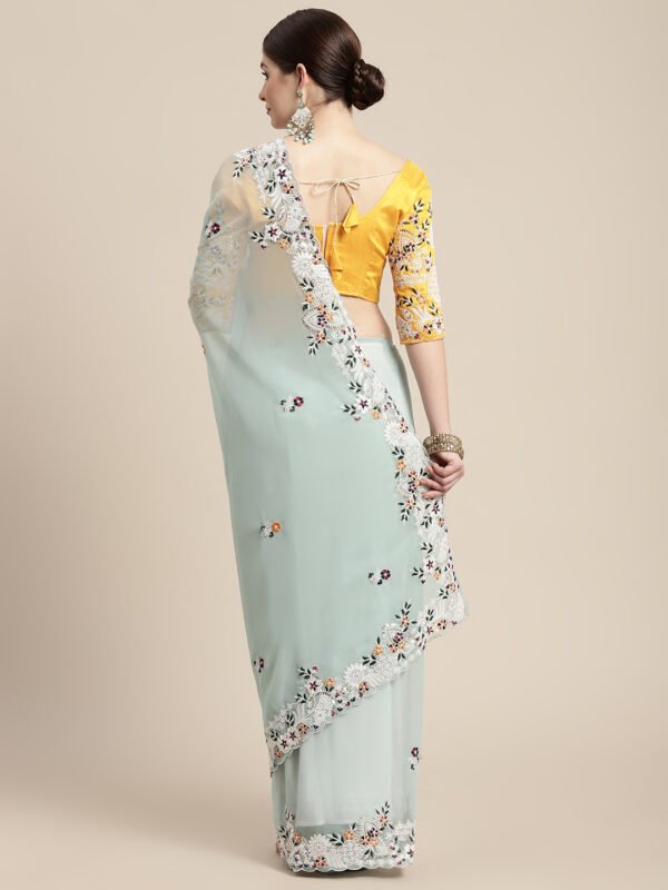 Sofisty Women’s Coding Embroidery Soft Georgette Ready-to-Wear Saree with Blouse Piece - Image 5