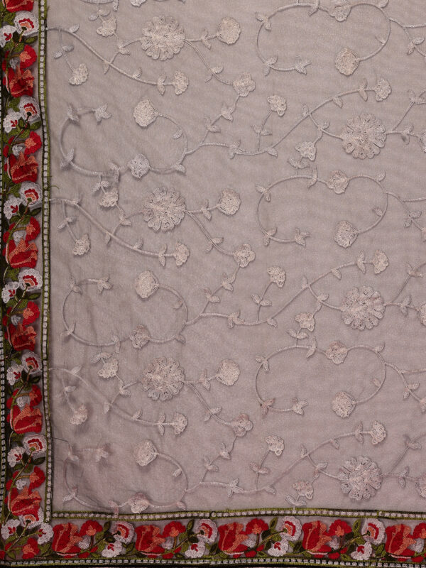 Sofisty Women’s Soft Net Saree with Aari Embroidery Work & Blouse Piece | Elegant Party & Wedding Wear | Lightweight Ethnic Saree for Festive Occasions - Image 8