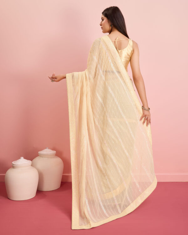 Sofisty Women’s Sequences Embroidery Soft Georgette Lace Border Ready-to-Wear Saree with Blouse Piece - Image 4