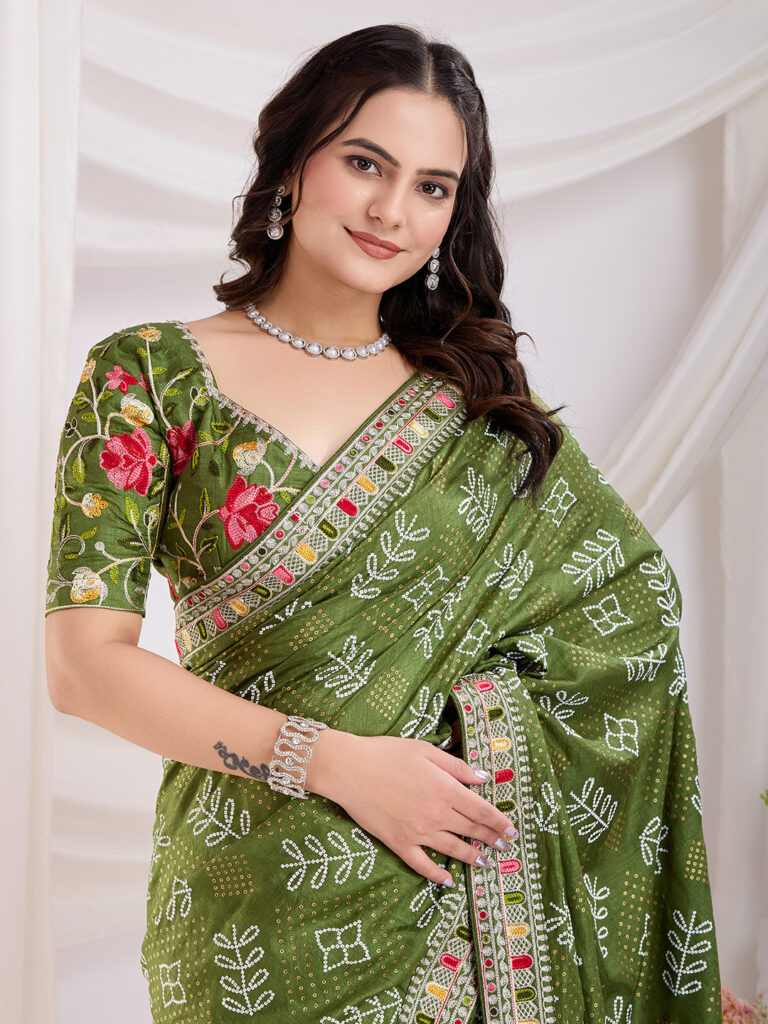 Sofisty Bandhani Printed Vichitra Silk Saree