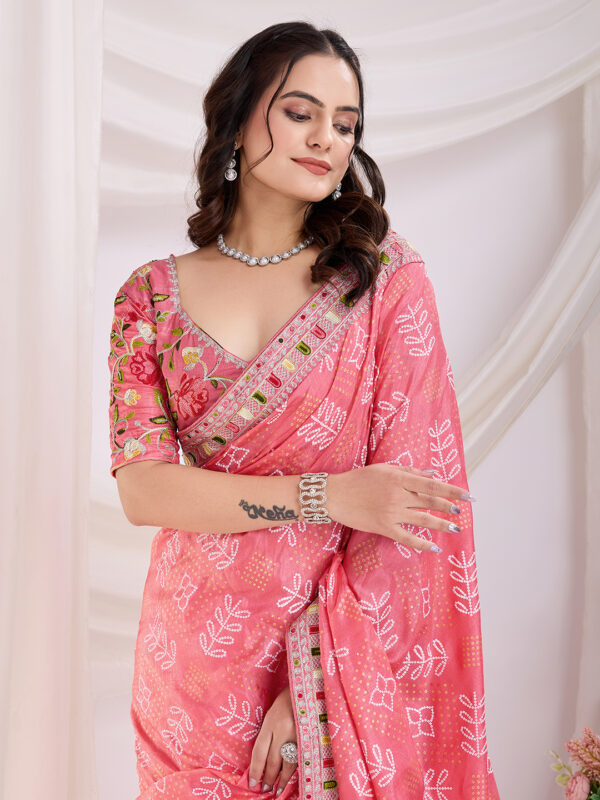 Sofisty Bandhani Printed Vichitra Silk Saree