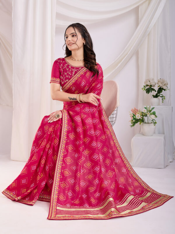 Sofisty Bandhani Printed Vichitra Silk Saree