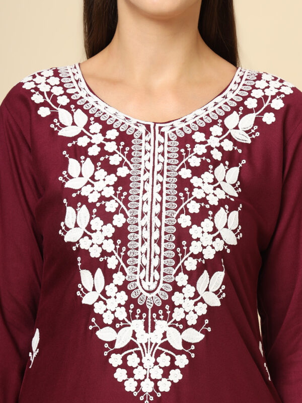 Women’s Chikankari Embroidered Rayon Short Kurta