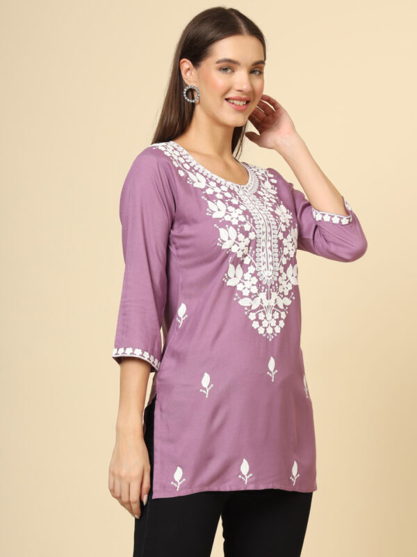 Women’s Chikankari Embroidered Rayon Short Kurta