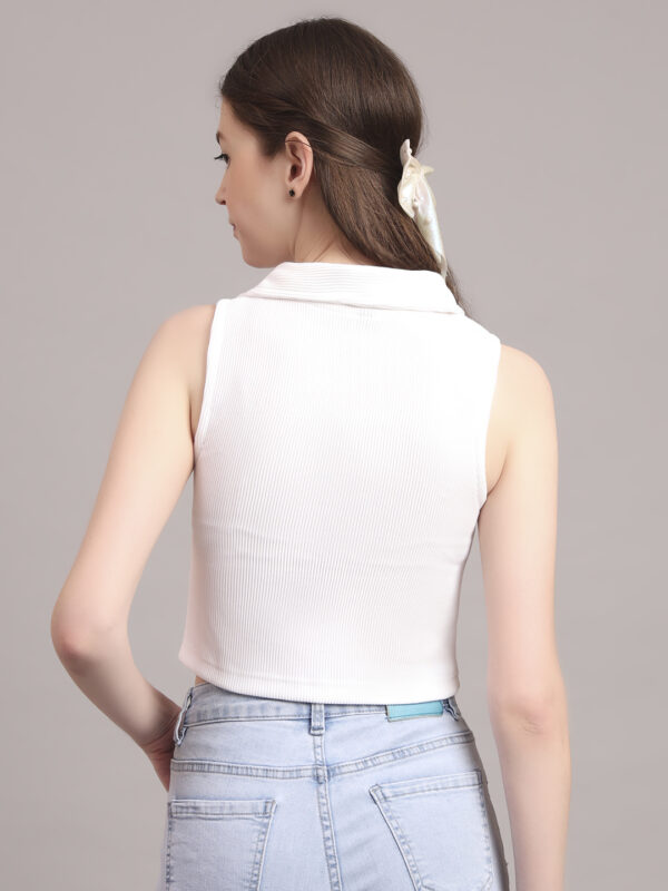 Sofisty Women’s Ribbed Sleeveless Polo Collar Crop Top – Stylish Summer Tank - Image 3