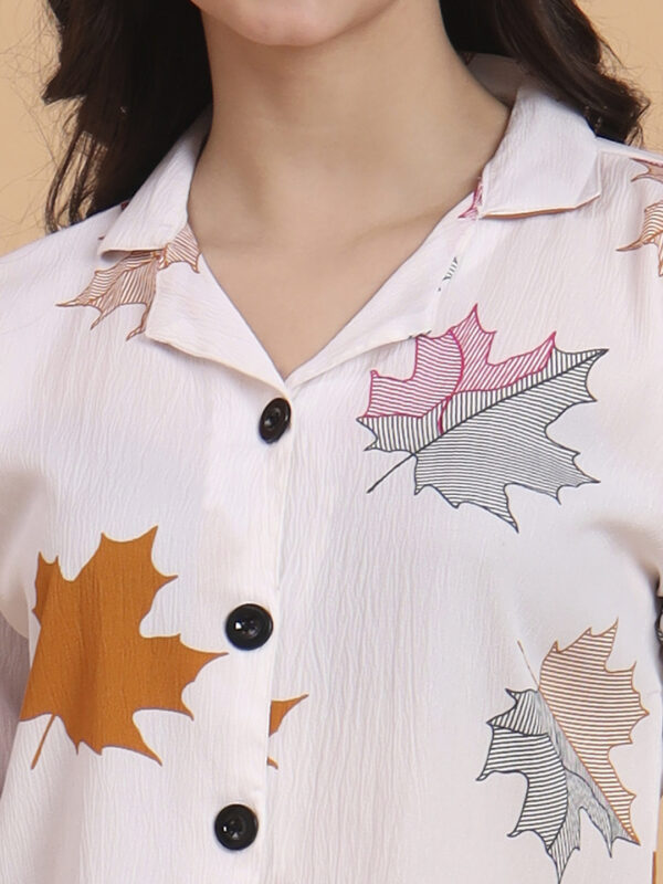 Sofisty Women's Boxy Shirt | Cotton Blend | Dolman Sleeve | Collared Neck | Button Down | Crimped Design | Printed Casual Shirt for Daily, Office & Party Wear - Image 5