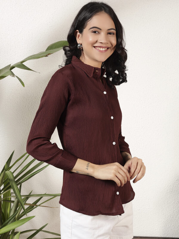 Sofisty Women’s Crinkled Full Sleeve Shirt | Classic Button-Down for Office & Casual Wear - Image 3