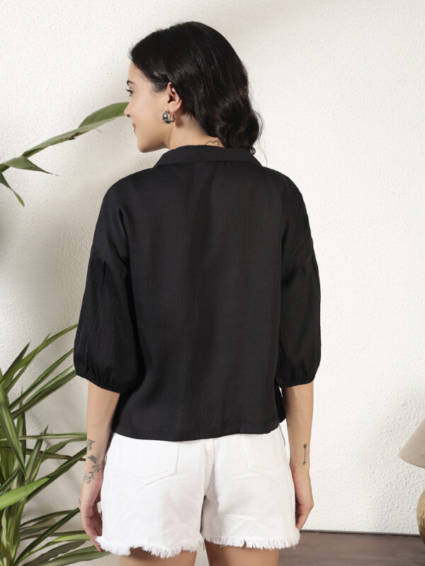 Sofisty Women’s Crinkled Button-Down Shirt | Casual Lightweight Half Sleeve Top - Image 2
