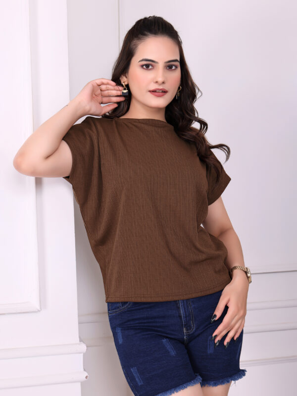 Sofisty Women’s Textured Dolman Sleeve Casual Top | Loose Fit Summer T-Shirt