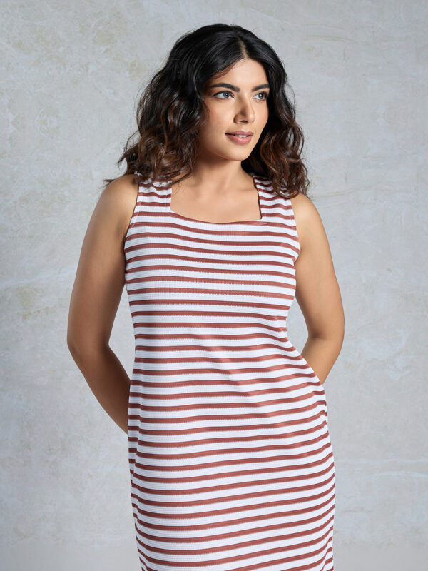Sofisty Women’s Striped Sleeveless Cotton Casual Dress | Knee-Length Tank Dress - Image 3