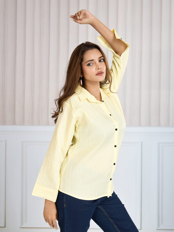Sofisty Women’s Crimped Full Sleeve Button-Down Shirt | Elegant Office & Casual Wear - Image 3