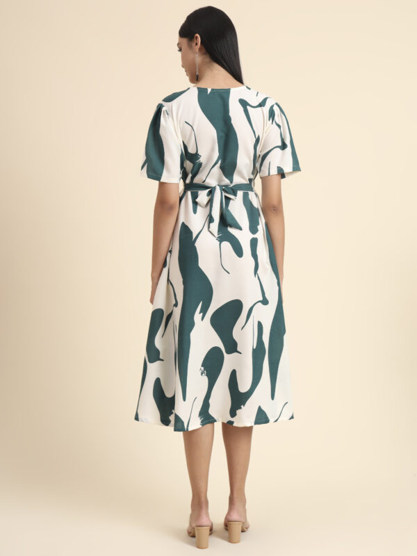 Sofisty Women's Floral Printed A-Line Rayon Dress – Elegant Midi Dress for Brunch & Day Outings - Image 3