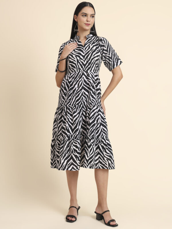 Sofisty Women's Floral Printed A-Line Rayon Dress – Elegant Midi Dress for Brunch & Day Outings - Image 6