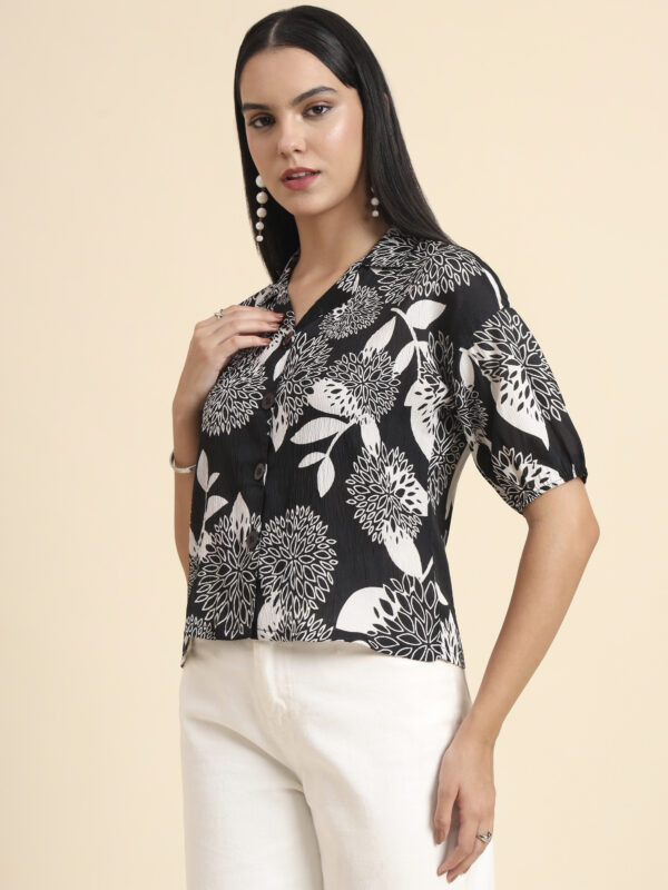 Sofisty Women's Floral Printed Cotton Blend Shirt Top – Chic Casual Wear for Daily Elegance - Image 2