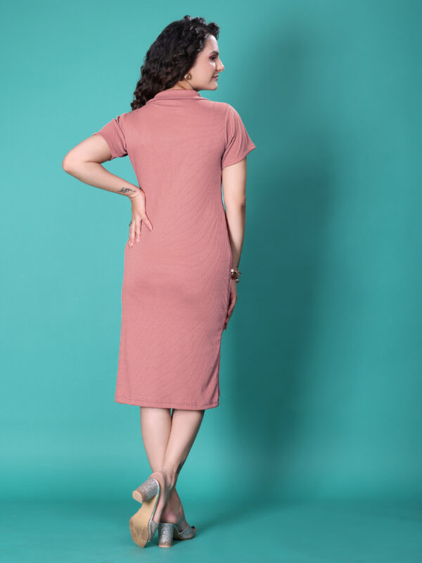 Sofisty Women’s Ribbed Bodycon Dress with V-Neck Collar | Casual & Smart Wear - Image 6