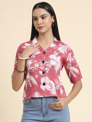 Sofisty Women’s Abstract Shell Print Shirt Top – Vibrant Casual Fashion